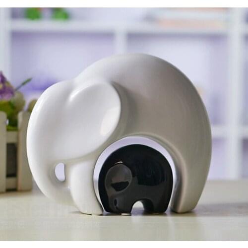 Primeval Style Mother And Child Elephant Ceramic Crafts Creative Lovely Animals Figurines Romantic Room Wedding Decorations Gift