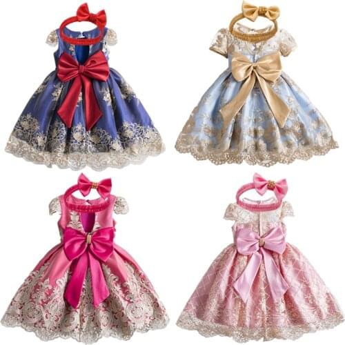 Infant Baby Girl Dress Lace Big Bow Dresses for Girls 1Year Birthday Party Tutu Wedding Christening Gown Toddler Girls Clothes