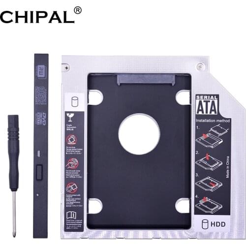 CHIPAL Hot Aluminum Optibay 2nd HDD Caddy 9.5mm SATA 3.0 Enclosure For 2.5'' SSD DVD CD-ROW To HDD Case Hard Disk Driver Adapter