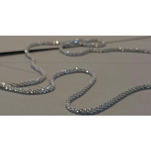 1Pcs 40/45/50CM Metal Silver Color Simple Shiny Necklace For Man Women No Pendant Crystal Choker Jewelry Gifts