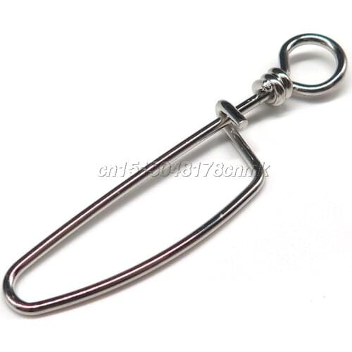 Minfishing 50pcs/lot fishing snap swivel Stainless Steel Arc Fishing snaps Safety fishing hook Connector fishing accessories