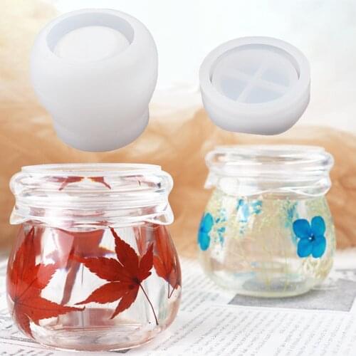 Resin Silicone Mold for DIY Pudding Bottle Shape Storage Jar Making Crystal Epoxy Resin Mould Home Decoration Storage Container