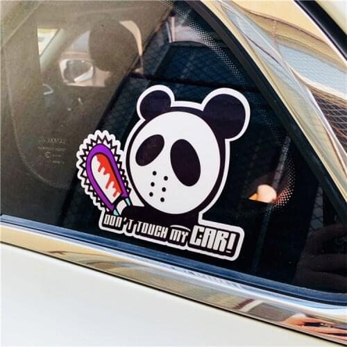 Car Styling Vinyl Do Not Touch My Car Panda Weapon Warning Funny Motorcycle Window Bike Sticker Decals 12x9.5cm