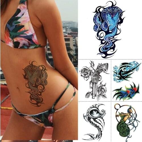 Waterproof Temporary Flash Tattoo Sticker Cobra Totem Body Art Arm Fake Tatoo For Women Men