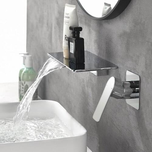 Waterfall Sink Faucet Shelf Basin Water Mixer Tap Chrome Wall Mounted Brass Elegant Life Decoration Bathroom Hotel Faucet