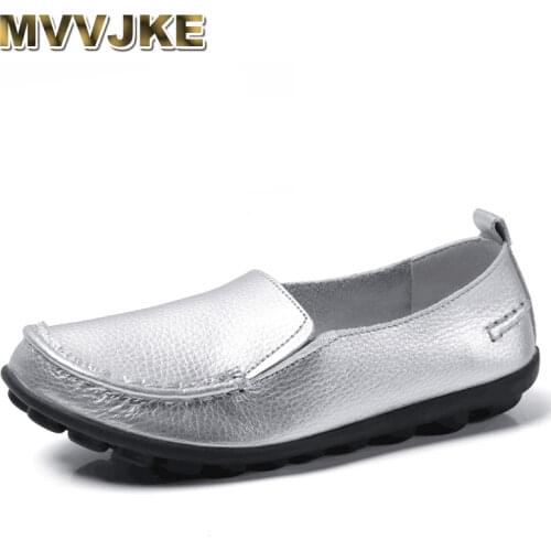 MVVJKE20 Color Genuine Leather Loafers Women Flat Slip-On Shoes Female Shallow Ballet Flats Casual Female Plus Size Ladies Shoes