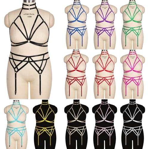 Sexy Lingerie Harness Fashion Full Strappy Harness Set Gothic Garter Belt Women Stocking Belt Body Bondage Suspenders Plus Size