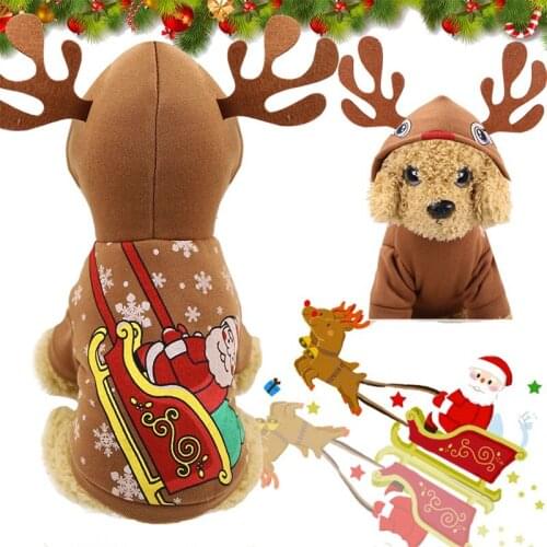 Winter Pet Dog Cat Costumes Cosplay Christmas Elk Costume Dogs HoodiesHalloween Cat Clothes Teddy Chihuahua Shih Tzu Pug