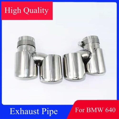 1 Pair Silver Exhaust Tips For BMW 6 Series 640li Modified M6 H Style Stainless Steel Muffler Tail Pipe