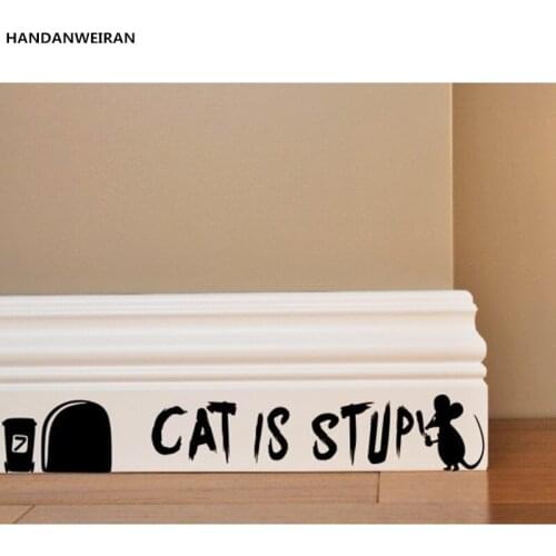 1PCS English Letter CAT IS STUPID Anchor Line Hole Wall Sticker Vinyl Home Decor Art Decals