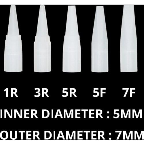 100pcs Microblading Tattoo Machine Needles Caps Tips 1R/3R/5R/5F/7F Disposable Sterile Eyebrow Tattoo Supplies