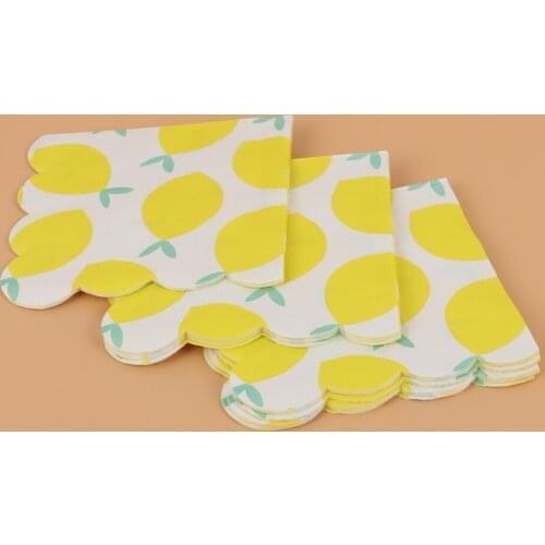 16pcs Yellow Lemon Gilding Tableware Napkins Disposable Paper Napkins Dinner Supplies for Party Carnival Festival(25*25cm)