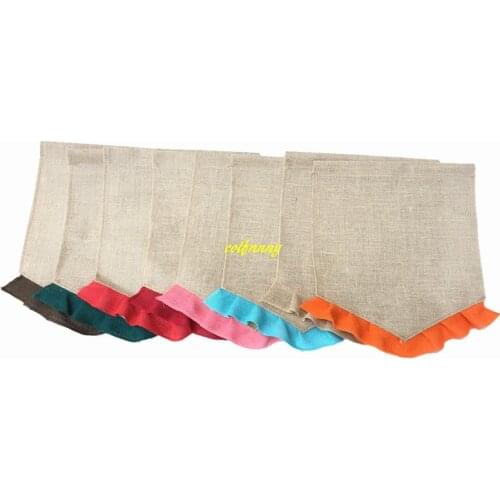 20pcs/lot Colorful Ruffle Burlap Garden Flags 12"x18" DIY Jute Liene Yard Flag House Decoration Hanging Flag 13 colors