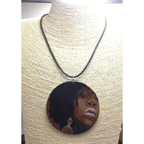 2017 Newest Sexy African Girl Wooden Pendant Necklace