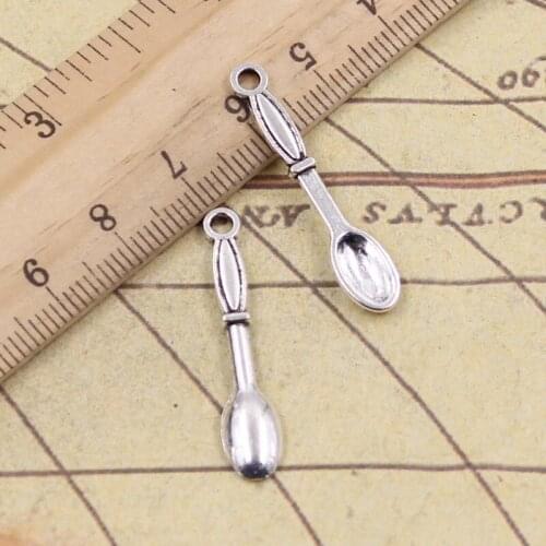 30pcs Charms Spoon 6x33mm Tibetan Pendants Antique Jewelry Making DIY Handmade Craft For Bracelet Necklace