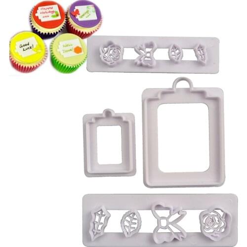 4Pcs/Lot 4pcs Gift Box Shaped Biscuit Cutting Molds Cookie Mould Tools Cake Decorating Candy Tools Sugar Printing Die Mold Tool