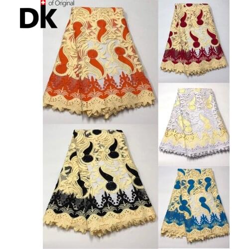 5 Yards 2021 New Style Cotton Nigerian Lace Fabric High Quality Swiss Voile Lace Material Embroidered Dry Lace For Wedding
