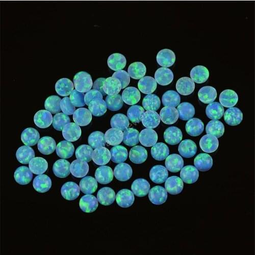 50pcs/lot wholesale price 2mm round Cabochon flat back OP06 light blue fire tiny opal stone loose opal gemstones for jewelry