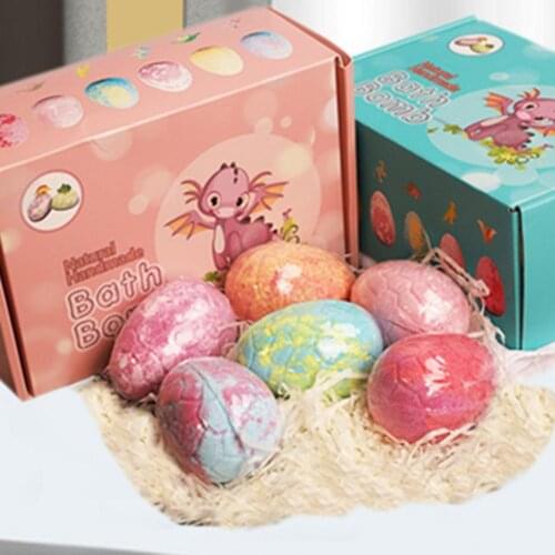 6Pcs/Set Bath Bomb Dinosaur Egg Shape Aromatic Gently Clean Plant Extract Bubble Soap Home Children Bath Ball for Kids
