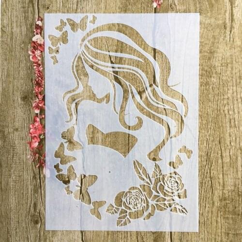A4 29 * 21cm beauty Girl DIY Stencils Wall Painting Scrapbook Coloring Embossing Album Decorative Paper Card Template