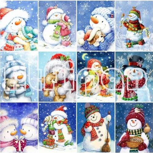 Diamond Embroidery Snowman Picture Of Rhinestones Diamond Painting Cartoon Mosaic Cross Stitch Kit Christmas Wall Art