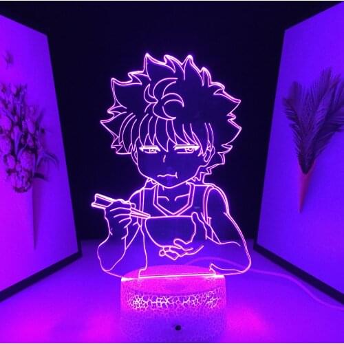 Anime Hunter X Hunter Killua LED Light for Kids Gift Bedroom Decor LED Night Light Manga Acrylic Neon 3D Lamp Killua Cute