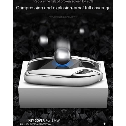 Car Key Case TPU Fully Protection Cover for BMW Serie 5/7 6GT BMW X5 X3 X4 X7 G12 G30 G31 G32 i8 for BMW LED Display Key Case