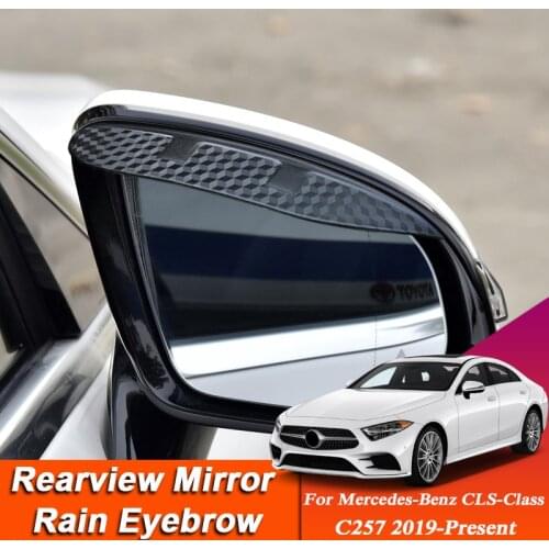 Car-styling For Mercedes-Benz GLS-Class C257 2019-PresenCarbon Fiber Rearview Mirror Eyebrow Rain Shield Anti-rain Cover Sticker