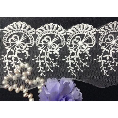 FREE SHIPPING 11.5cm high quality nylon net and cotton embroidery lace,XERY14115