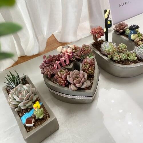 Concrete Planter Plaster Molds For Succulent Plants Heart shape Design Silicone Flower Pot Molds Mini Pot Cement Mould