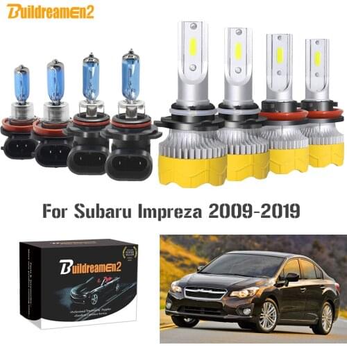 Buildreamen2 4 Pieces 9005 H11 Car Headlight High Beam + Low Beam LED Halogen Bulb Headlamp 12V For Subaru Impreza 2009-2019