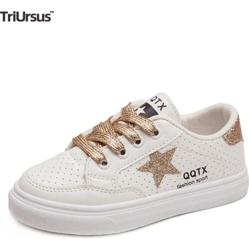 Childrens Flats Fashion Sneakers Glitter Five-Pointed Star Toddler Boys Girls Casual Shoes Rubber Sole Lace Up Kids Sport Shoes