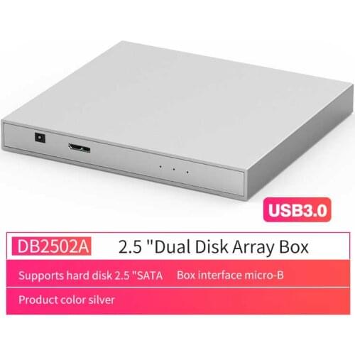 2.5 Dual hdd enclosure with raid Array Cabinet m 2 sata Hard Disk Array with RAID Function USB3.1 Type C Disk Array Box 2 Bay