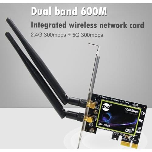 Dual Band 600Mbps PCI-E Wireless Network Card Desktop PCI Wifi Adapter Gigabit Ethernet WiFi Adapter For PC Computer