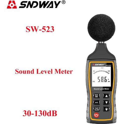 SNDWAY Sound Level meter Digital Noise Describe Meter 30-130dBA 1.5 dB Accuracy LCD Sound Level Meter Backlight noise tester