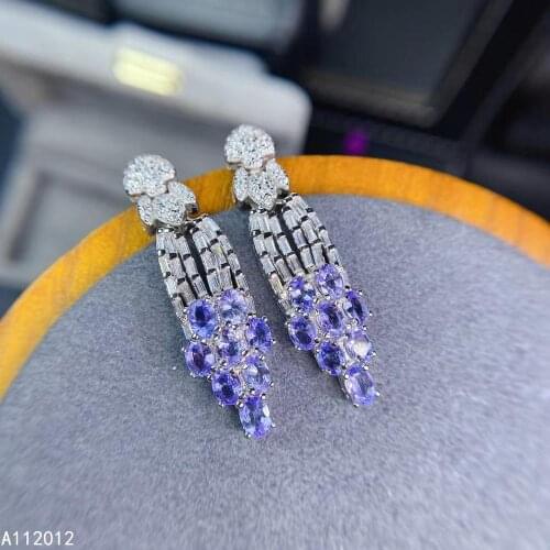 KJJEAXCMY fine jewelry natural Tanzanite 925 sterling silver popular girl new earrings eardrop support test hot selling