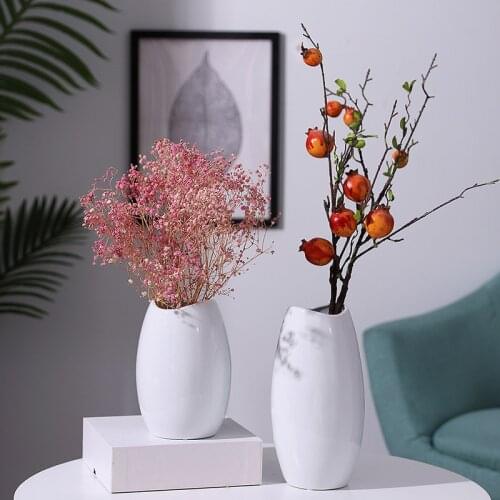 Brief White Ceramic Vase Home Decoration Living Room Dried Flower Vases New Year Christmas Decor Floral Bottles
