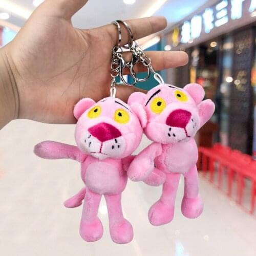 Creative pink leopardcute plush Exquisite pendant keychain bed decoration soft Soothing doll good quality christmase girl gift