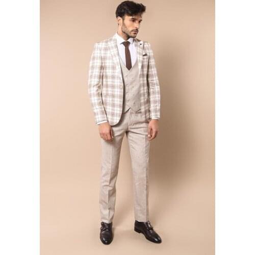 Cream Checked Suit