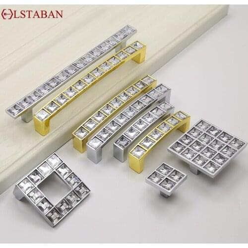 Modern And Simple Crystal Handle U-shaped Drawer Shoe Cabinet Cabinet Door Imitation Diamond Single Hole Double Hole Handle