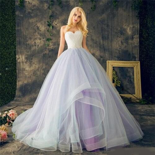 Sweetheart Lace up Ball Gowns Purple Plus Size Multi Color Layers Skirt Wedding Dresses Long Crystal Beading Lace Organza Bridal