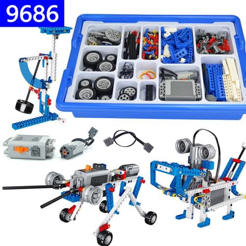 Moc Technic Wheel Gear Parts Set Technology DIY Building Blocks Bricks Accessories Educational power function 9686 Set for kids