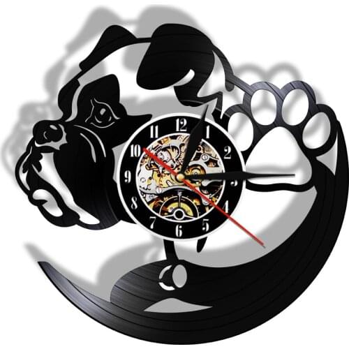 Personalized Dog Name Vinyl Record Wall Clock Custom Puppy Dog Pet Name Silent Quartz Wall Clock Dog Owners Home Decor Watch