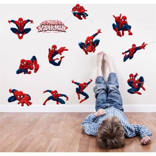 Disney spiderman wall stickers for kids rooms nursery home decor cartoon marvel hero wall decals pvc posters diy mural art