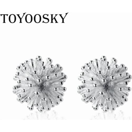 Newest 925 Sterling Silver Jewelry Tiny 6mmX6mm Dandelion Flower Stud Earrings Gift For Women Engagement Party Accessories