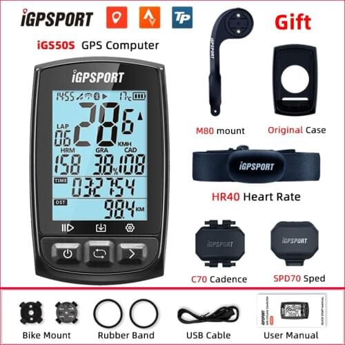 IGPSPORT Best Competitive GPS Cycle Computer iGS50E Workable with Speed Cadence Heart Rate