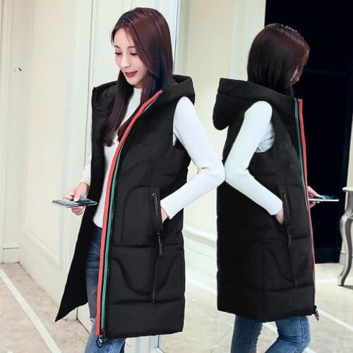 Autumn Winter Warm Vest Women Coat Thicken Two Sides Wear Long Waistcoat Cotton Padded Winter Large size Sleeveless jacket Women