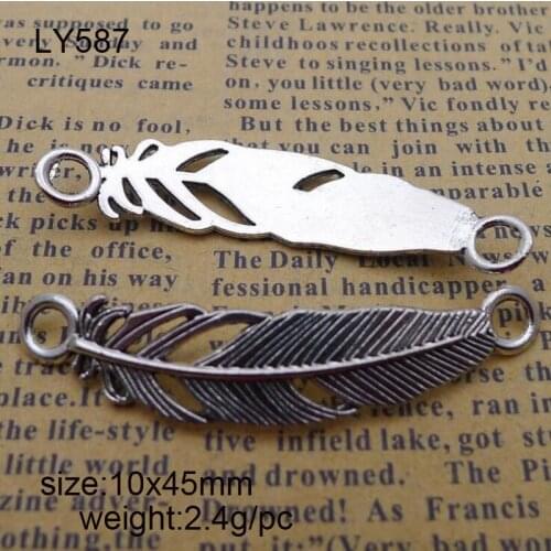 25PCS 10*45mm Antique Silver Plated Leaf Charms Pendants High Quality Diy Jewelry Accessories