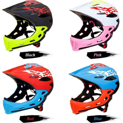 Children Bike Helmet Adjustable Detachable Full Face Helmet for Kids Outdoor Balance Car Cycling Skateboard Age 3-12 Year Old