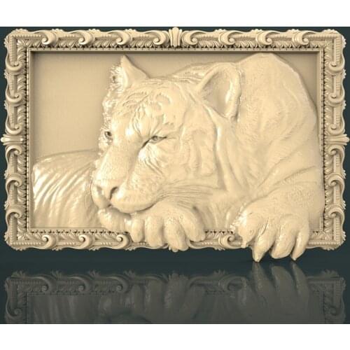 Relief Decor Painting Tiger STL Model for CNC Router 3D Printer Artcam Aspire Bas Relief